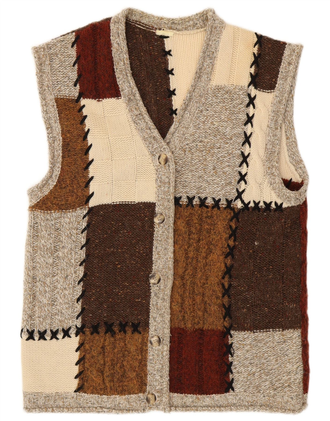 ВИНТАЖНЫЙ женский кардиган-свитер UK 16, большой разноцветный цветной блок