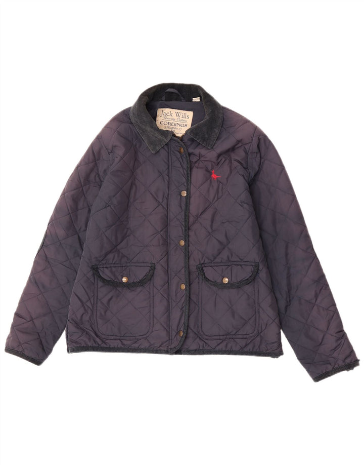 Женская стеганая куртка Jack Wills UK 14, большая, темно-синяя, нейлон