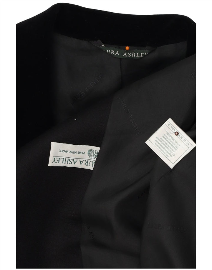 LAURA ASHLEY Женский удлиненный пиджак на 4 пуговицах, Великобритания 14, большой черный шерстяной пиджак