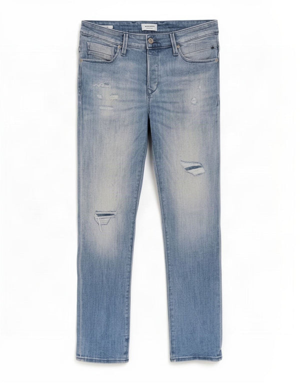 Мужские потертые узкие джинсы GLENN Jack & Jones W33 L32, синий хлопок