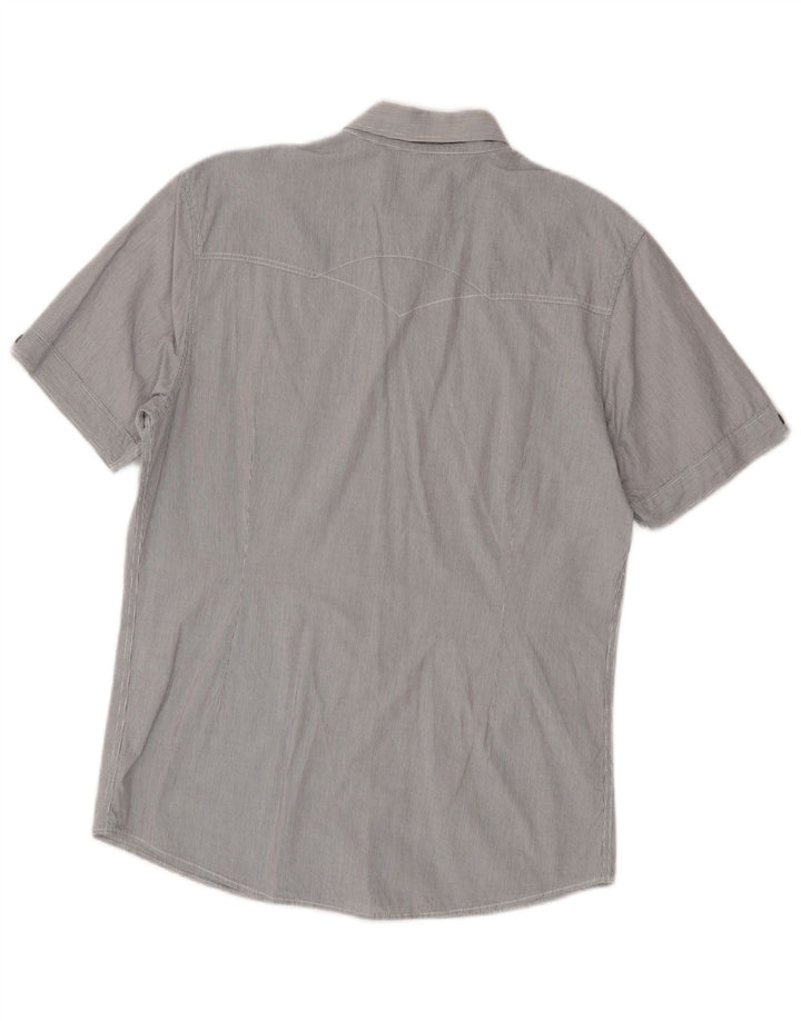 Мужская рубашка с коротким рукавом Levi's, хлопковая полоска серого цвета среднего размера