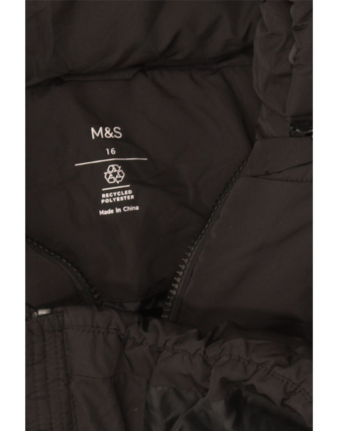 Женская стеганая куртка с капюшоном Marks & Spencer UK 16, большой черный полиэстер