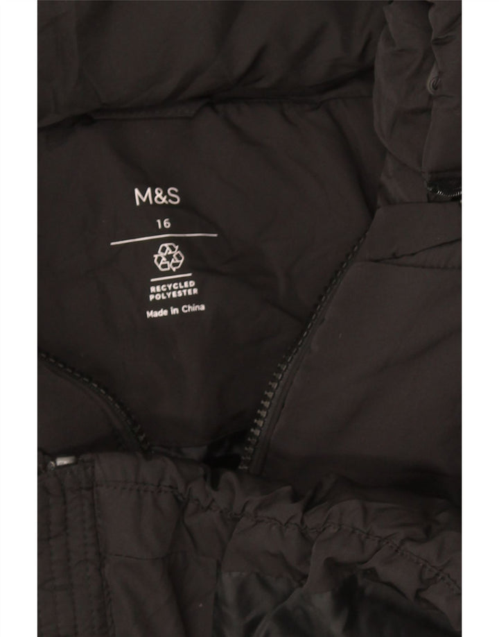 Женская стеганая куртка с капюшоном Marks & Spencer UK 16, большой черный полиэстер