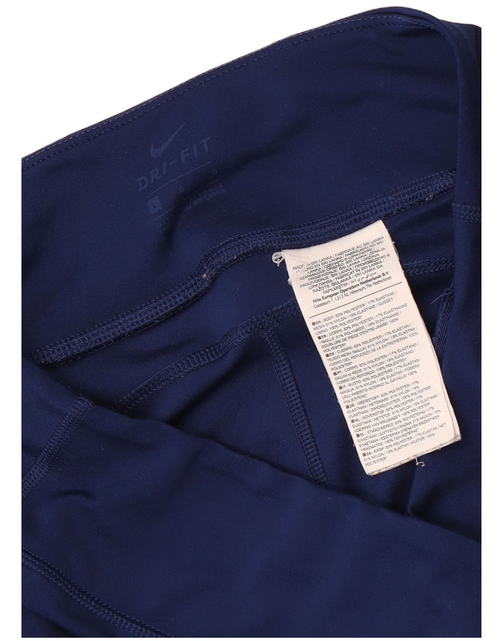 Женские леггинсы Nike Dri Fit UK 14, большие темно-синие, полиэстер с геометрическим рисунком