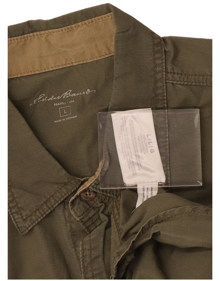 EDDIE BAUER Мужская рубашка с коротким рукавом, большой размер, цвет хаки, хлопок