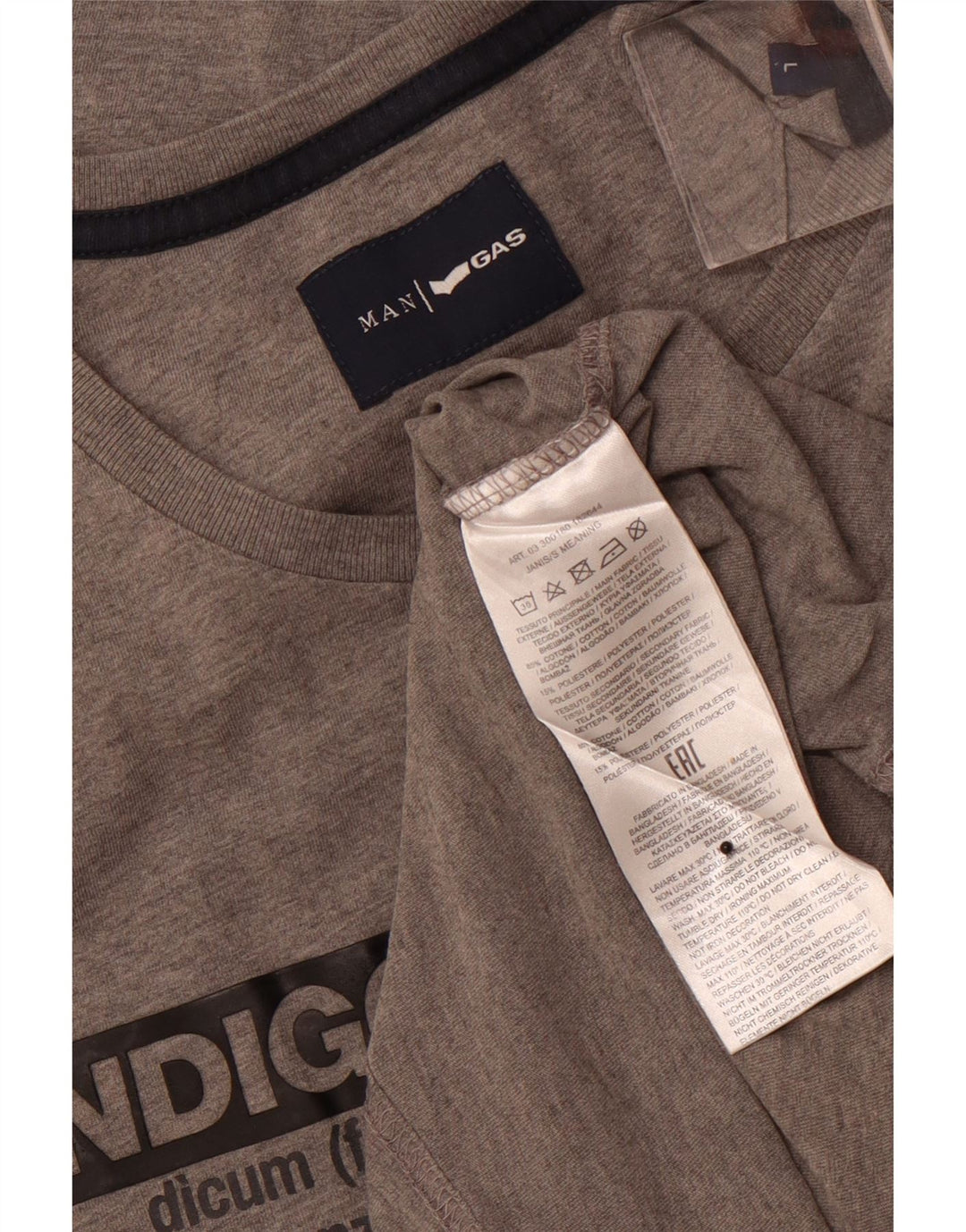 Мужской топ с длинным рукавом GAS, серый хлопок, большой размер