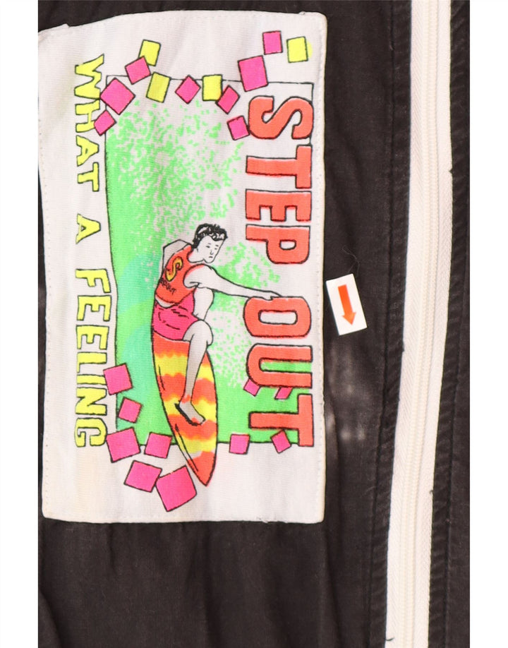 ВИНТАЖНЫЙ женский спортивный костюм с графическим рисунком, верхняя куртка UK 18 XL, черный с цветными блоками