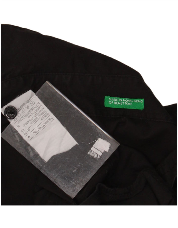 BENETTON Womens Pullover Shirt UK 14 Medium Black Cotton