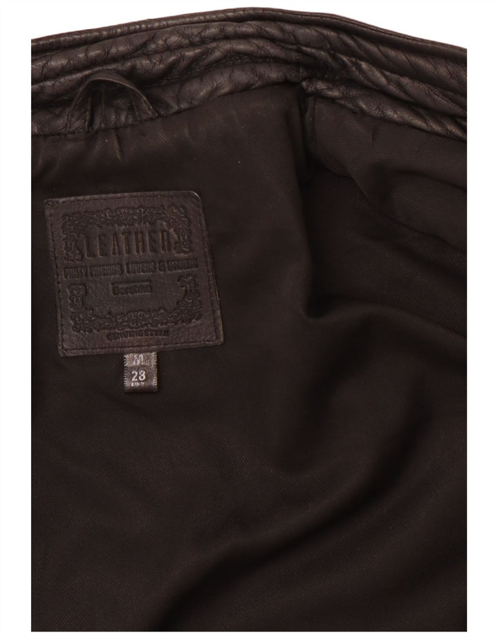 Женская кожаная куртка BERSHKA UK 12, средний черный кожаный цвет