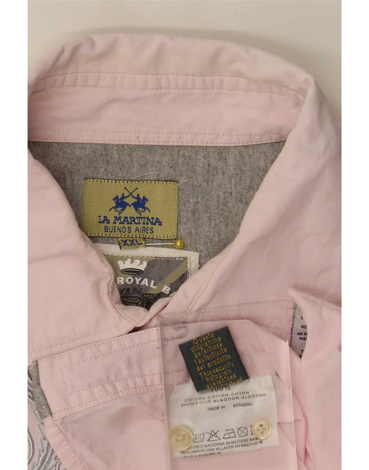 Мужская рубашка с рисунком La Martina 2XL, розовая, хлопок