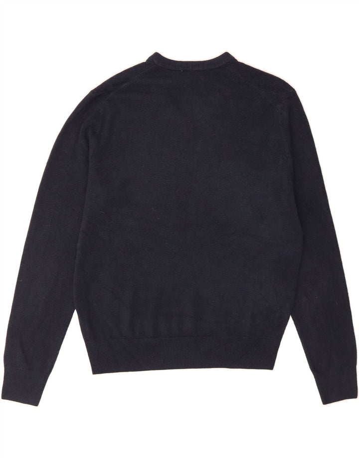 DOCKERS Mens V-Neck Jumper Sweater Medium Navy Blue Argyle/Diamond Acrylic Vintage Dockers and Second-Hand Dockers from Messina Hembry 