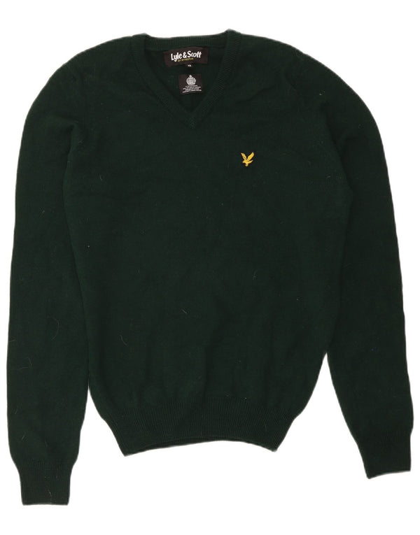 Мужской джемпер с v-образным вырезом Lyle & Scott XS, зеленый, новая шерсть