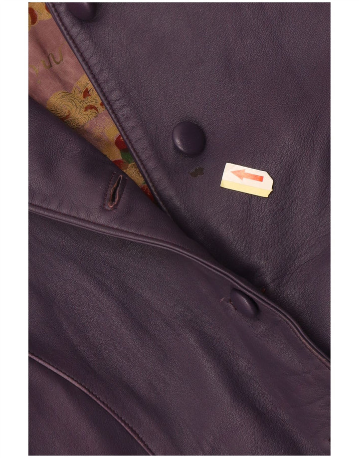 Винтажная женская укороченная кожаная куртка UK 10, маленькая фиолетовая