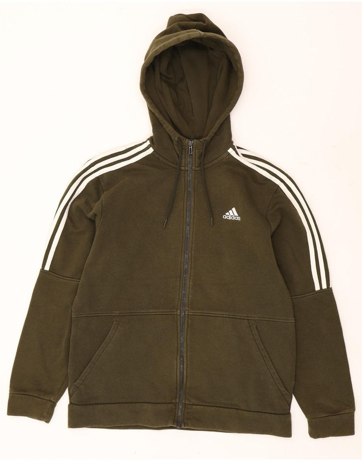 Adidas Мужской Свитер С Капюшоном На Молнии Среднего Цвета Хаки Хлопок