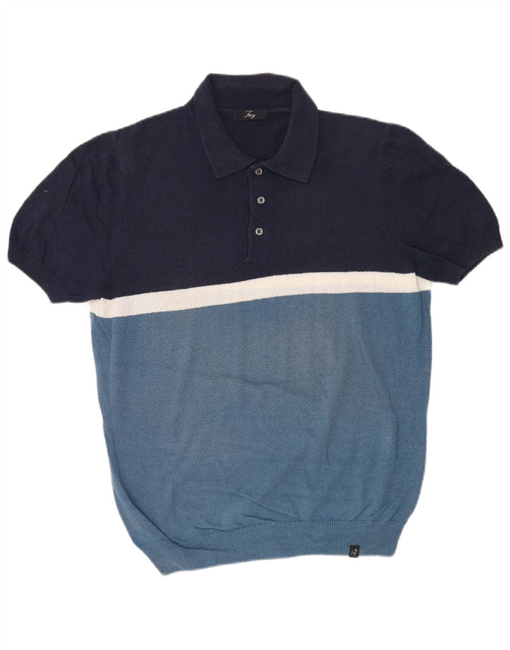 Мужская рубашка-поло Fay IT 48 Medium Navy Blue Colorblock