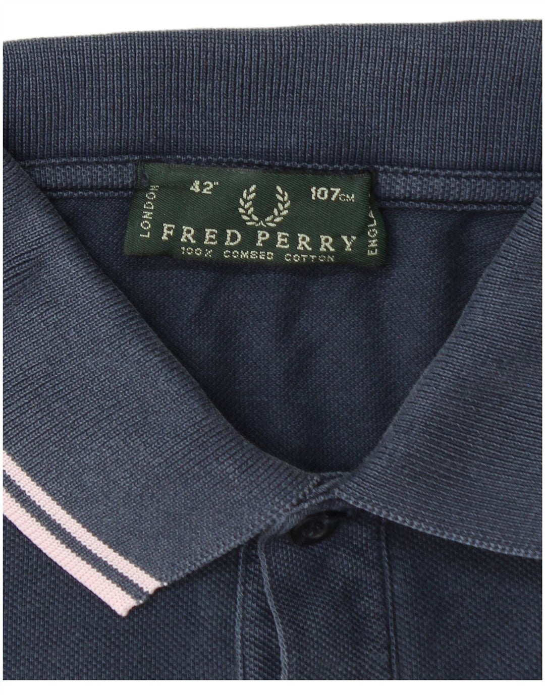Мужская рубашка поло FRED PERRY среднего размера, темно-синяя, хлопковая