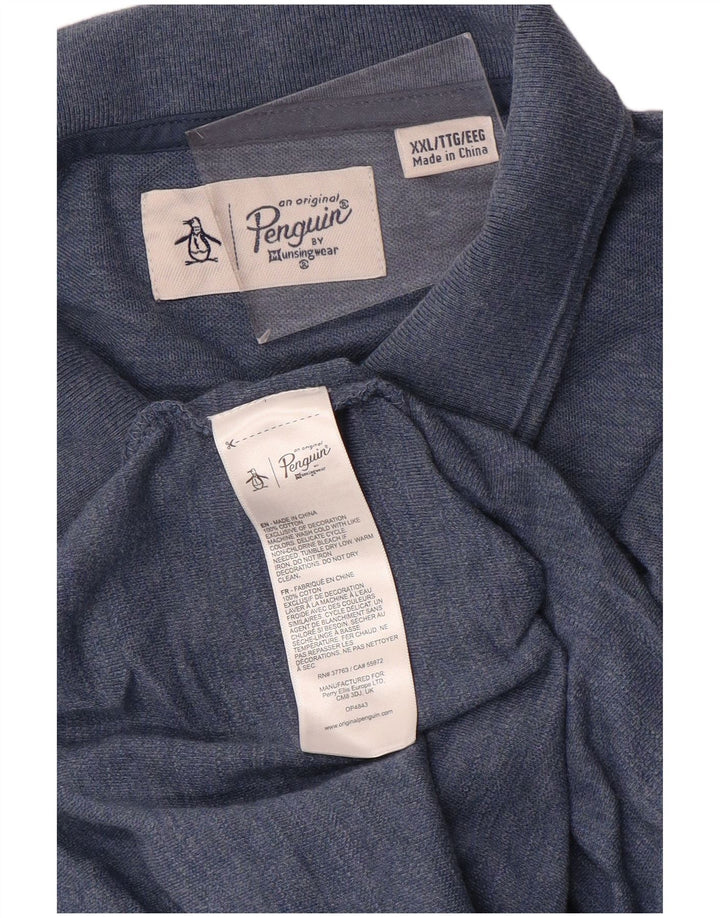 Мужская рубашка поло PENGUIN 2XL, синяя, хлопок