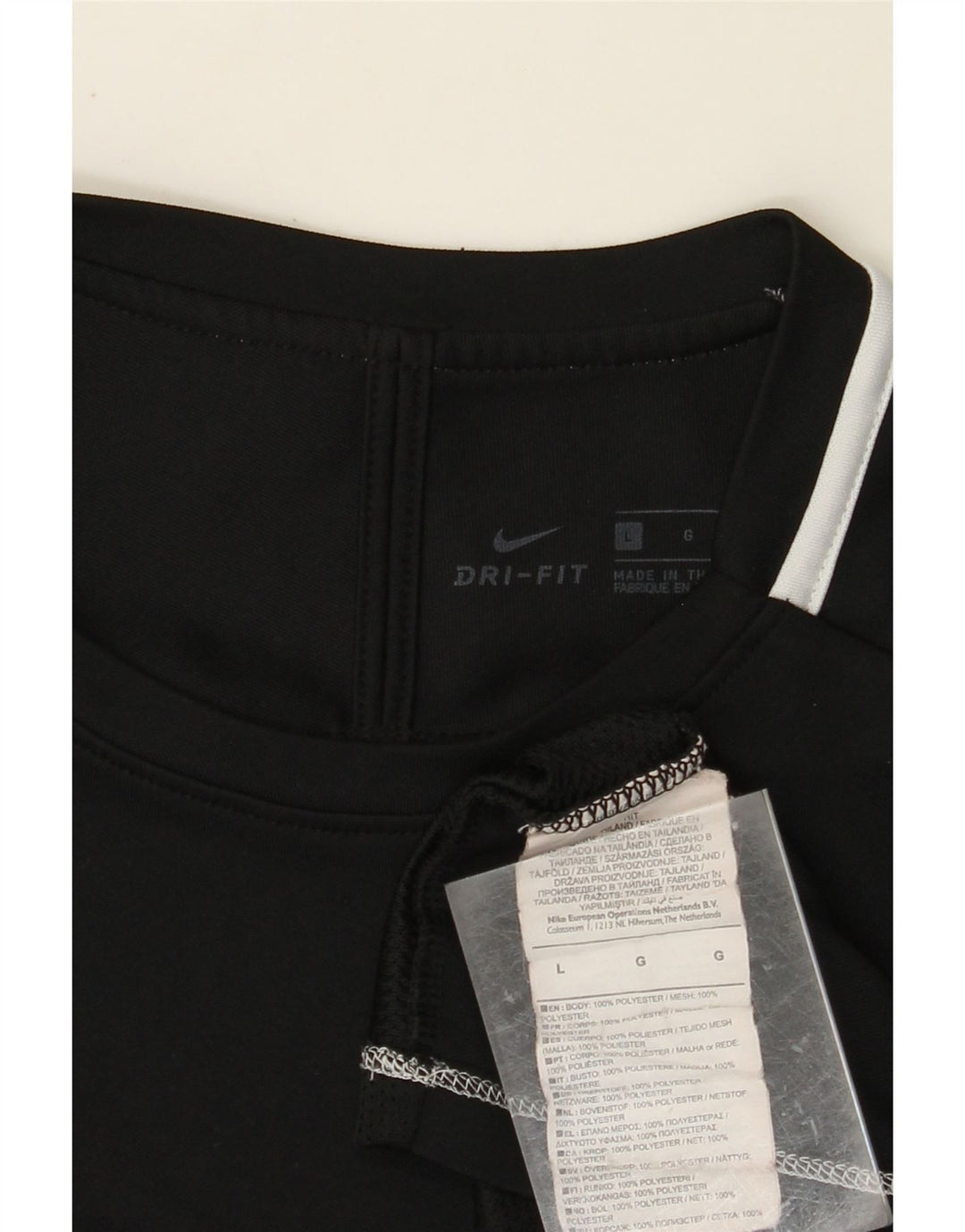 Женская футболка NIKE Dri Fit UK 16, большой черный полиэстер с цветными блоками