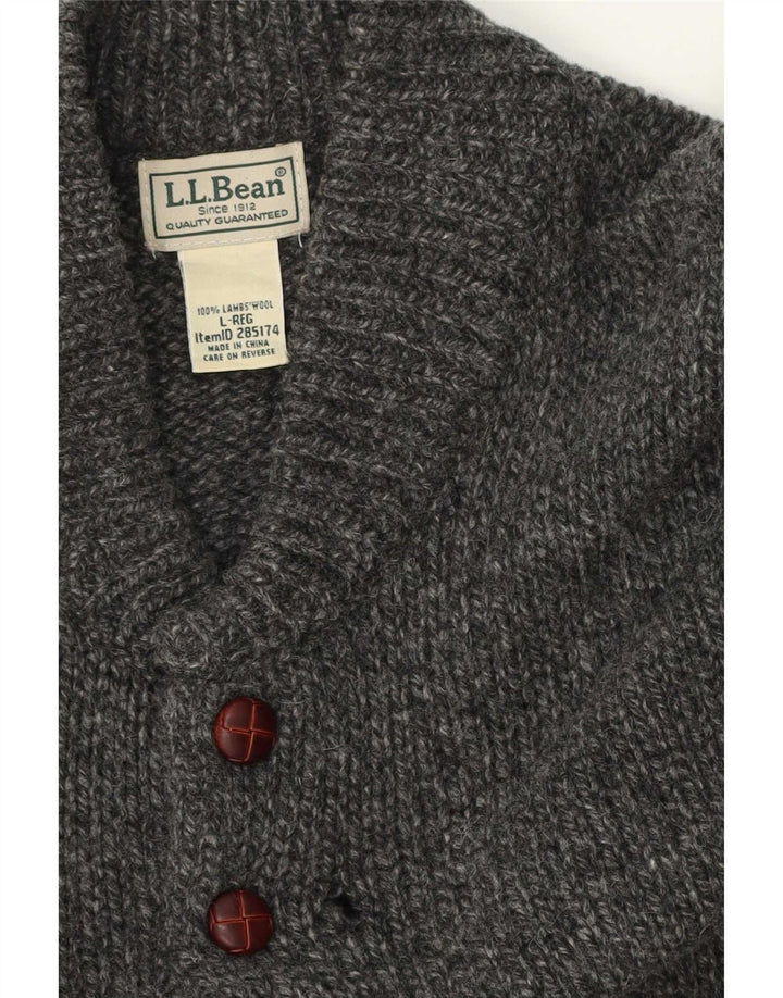Мужской джемпер L.L.Bean на пуговицах, большой серый свитер из овечьей шерсти с крапинками