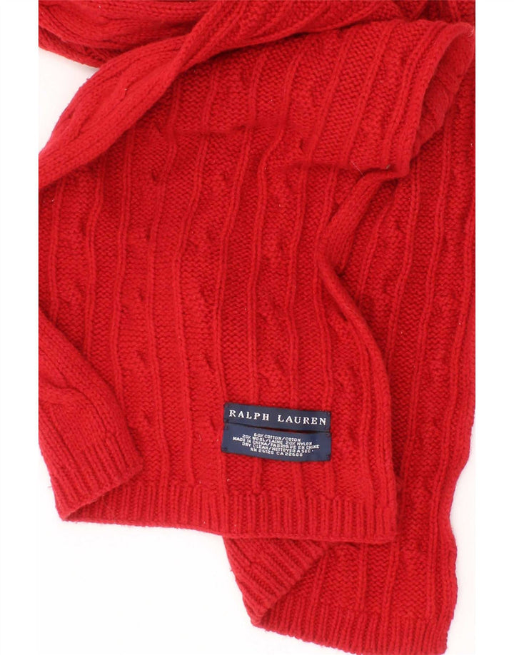 Мужской вязаный прямоугольный шарф Ralph Lauren, один размер, красный хлопок