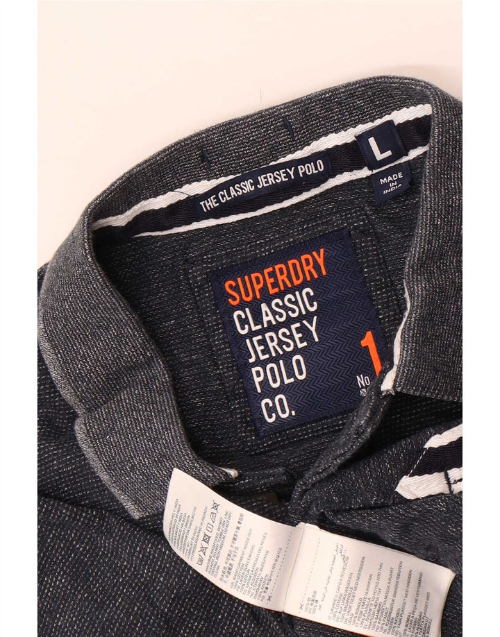 Мужская рубашка-поло Superdry, большая темно-синяя хлопковая крапинка
