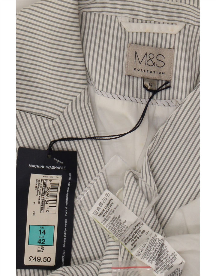 Женский пиджак на 1 пуговице Marks & Spencer, Великобритания, 14, большая серая полоска