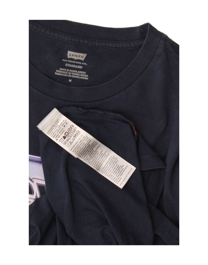 Мужская футболка стандартного кроя Levi's с рисунком, топ среднего размера, темно-синий, хлопок