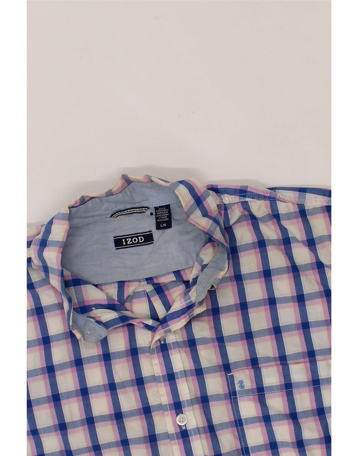 IZOD Mens Short Sleeve Shirt Large Blue Check Cotton Vintage Izod and Second-Hand Izod from Messina Hembry 