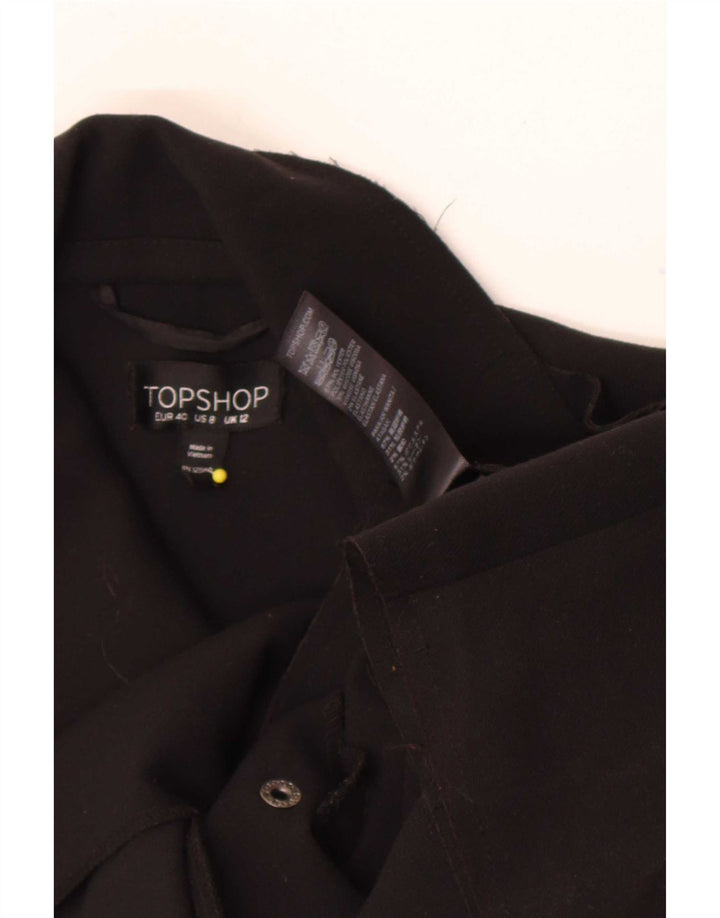 Женский короткий тренч Topshop UK 12, средний черный полиэстер