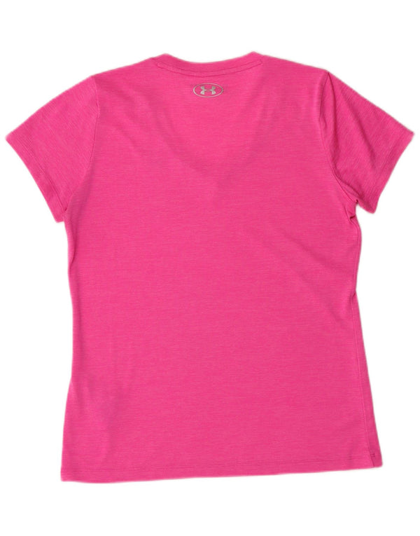 UNDER ARMOUR Womens Heat Gear T-Shirt Top UK 10 Small Pink Polyester