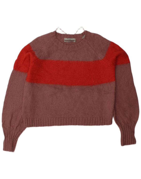 Женский джемпер с круглым вырезом ALL SAINTS UK 14, средний розовый цвет с цветными блоками