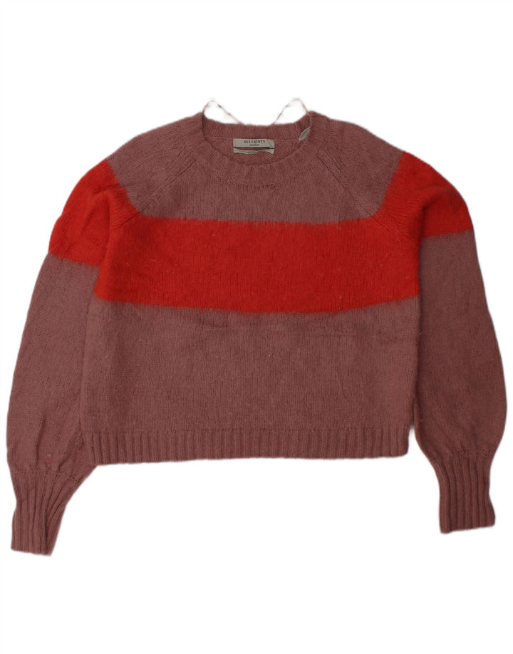 Женский джемпер с круглым вырезом ALL SAINTS UK 14, средний розовый цвет с цветными блоками