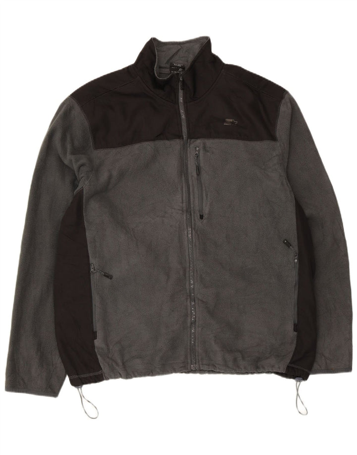 Мужская флисовая куртка Starter UK 42/44, большой серый полиэстер с цветными блоками