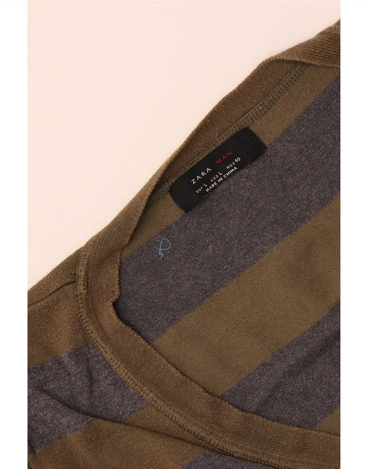 Мужской кардиган Zara, большой хаки в полоску