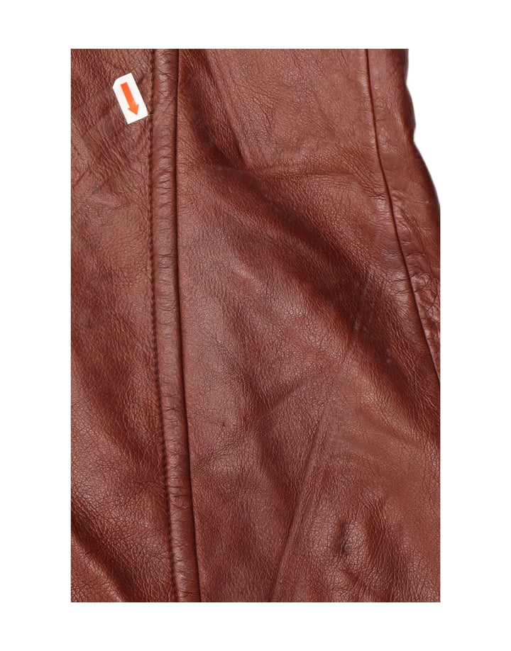 ВИНТАЖНОЕ женское кожаное пальто IT 52 2XL Коричневое кожаное