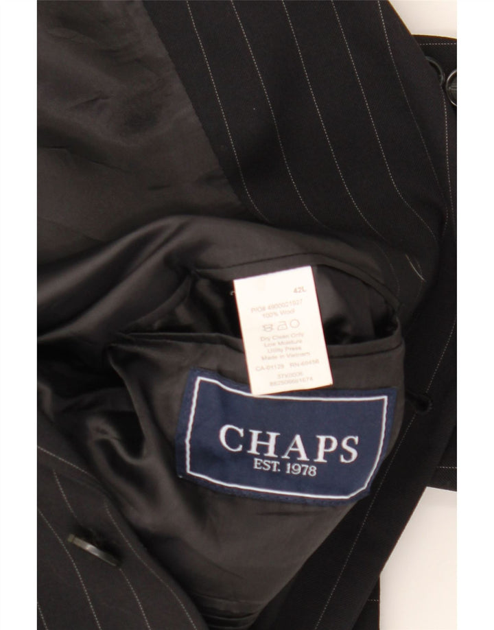 CHAPS Mens 3 Button Blazer Jacket UK 42 XL Black Pinstripe Wool