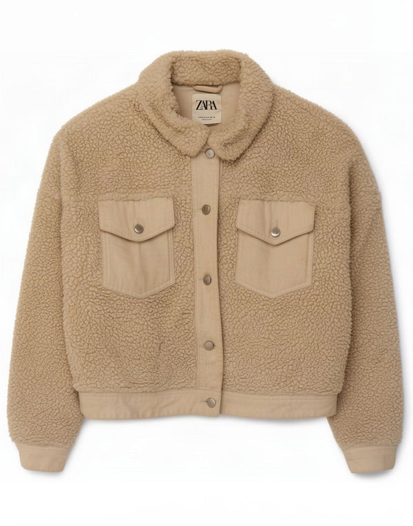 Женская флисовая куртка оверсайз Zara UK 6 XS Белый полиэстер