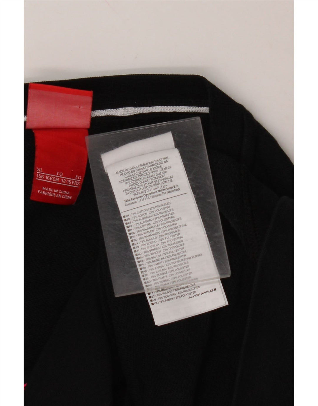 Укороченный свитшот с рисунком для девочек NIKE, 13–14 лет, черный хлопок, размер XL