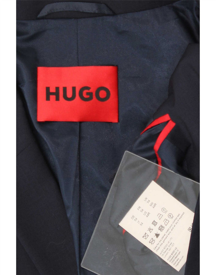 Мужской пиджак Hugo Boss с 2 пуговицами UK 54 2XL Темно-синий из натуральной шерсти