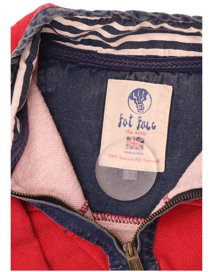 Женский свитер FAT FACE с воротником на молнии, джемпер UK 12, хлопковый средний красный цвет