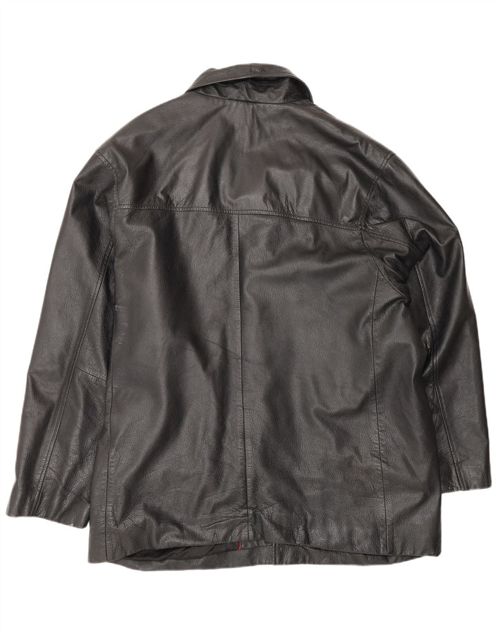 Винтажная мужская кожаная куртка UK 38, средняя черная кожаная куртка