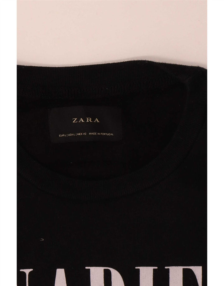 Мужской свитер с рисунком Zara, большой черный хлопковый джемпер