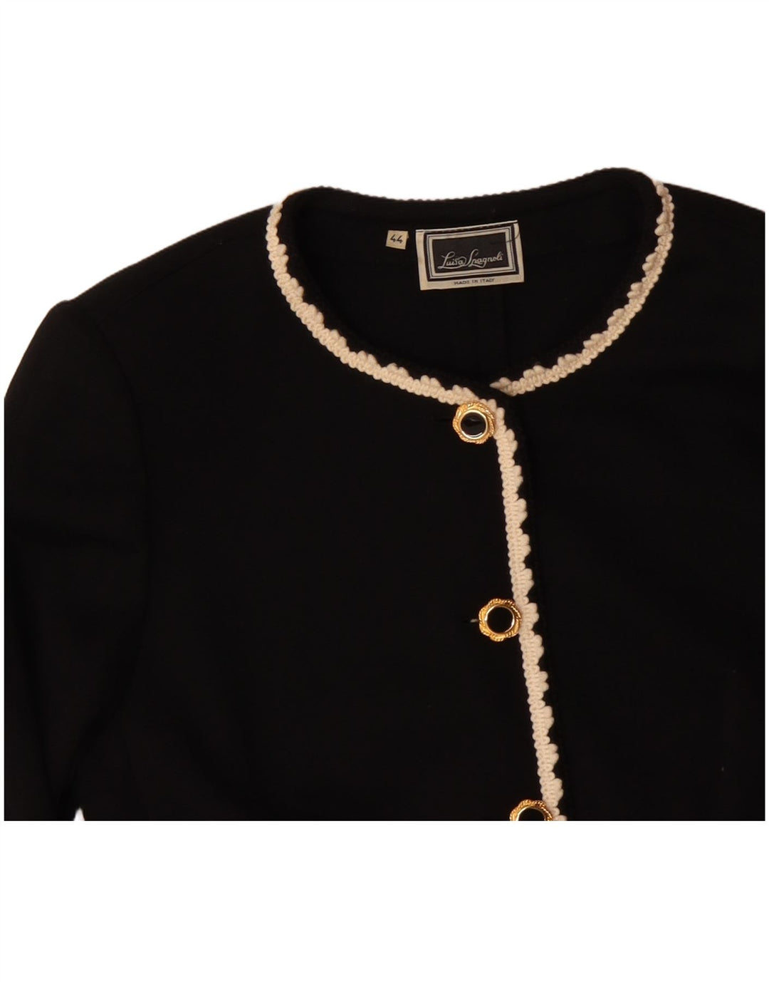 LUISA SPAGNOLI Женский пиджак на 5 пуговицах IT 44 Средний Черный Ацетат