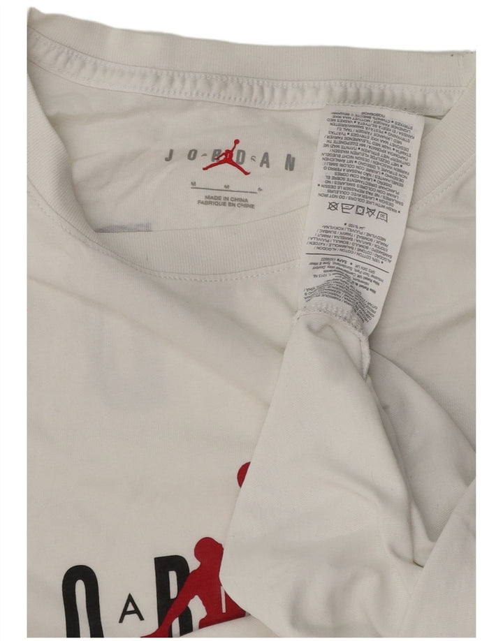 Мужская футболка с рисунком JORDAN, топ среднего размера, белый хлопок, хлопок
