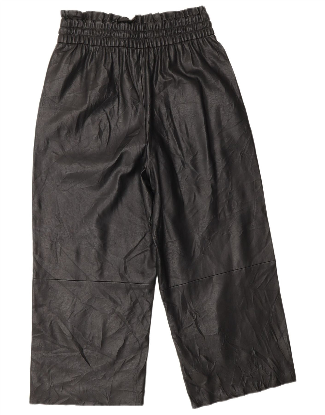 Женские укороченные широкие брюки из искусственной кожи ZARA XS W25 L20, черные