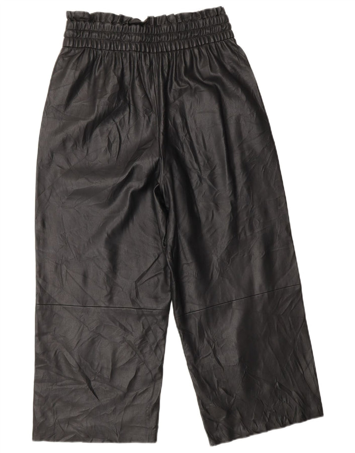 Женские укороченные широкие брюки из искусственной кожи ZARA XS W25 L20, черные