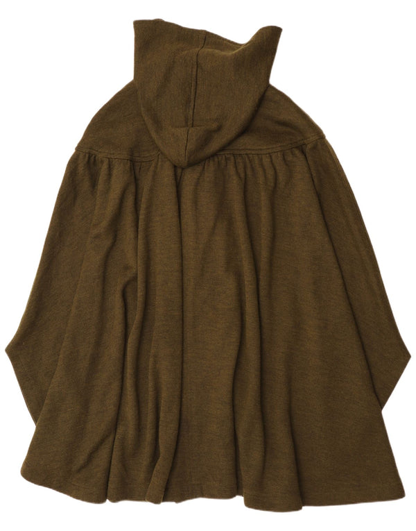 Vintage Womens Hooded Poncho Coat One Size Khaki