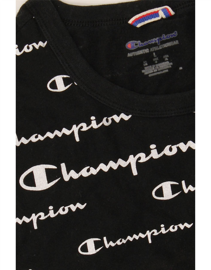 CHAMPION Mens Graphic T-Shirt Top Large Black Cotton Vintage Champion and Second-Hand Champion from Messina Hembry 