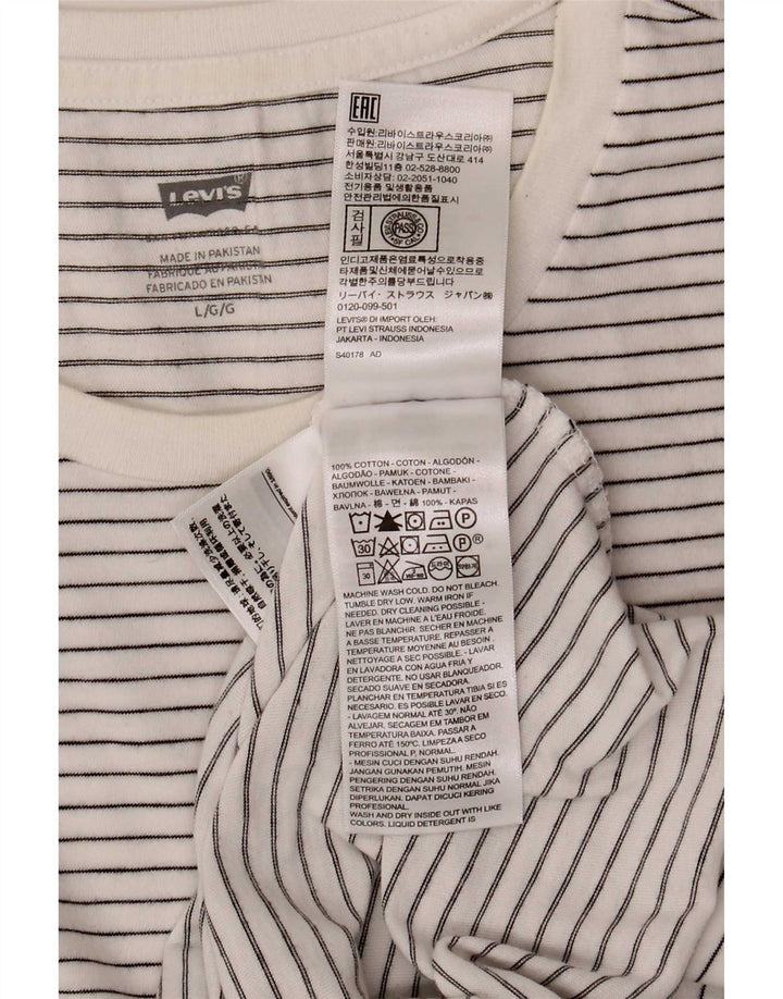 Мужская футболка Levi's, большая белая хлопковая полоска в тонкую полоску