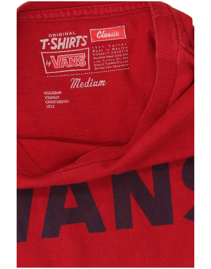 Мужская классическая футболка с рисунком Vans, хлопковый топ среднего красного цвета